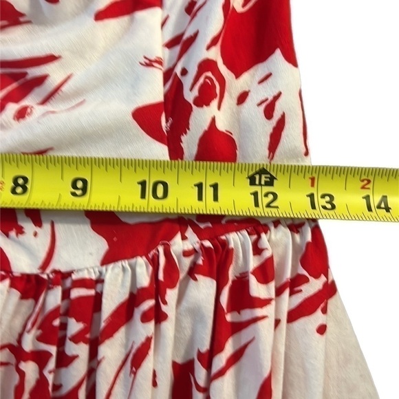 EUC Vintage Robbie Bee Pin-Up Style Red White Print Pockets Boned Bodice M - Picture 12 of 15